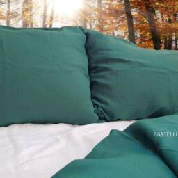 Emerald Linen Bedding Set Duvet Cover & 2 Pillowcases, Full, King, Queen, Twin Sizes - thumbnail 3