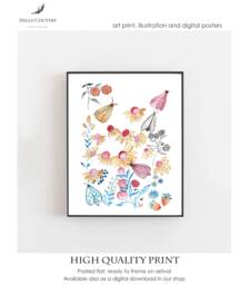 Butterfly & Floral Art Print Farmhouse Kitchen Decor - A4 - thumbnail 1