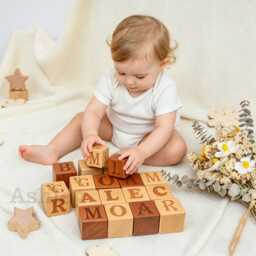 Personalised Wooden Baby Name Blocks, Party Decorations, First Birthday Gift, Letter Nursery Decor - thumbnail 1