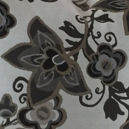 Floral Woven Cushion Cover, Charcoal & White, Piped Edge - 22x22 - thumbnail 2