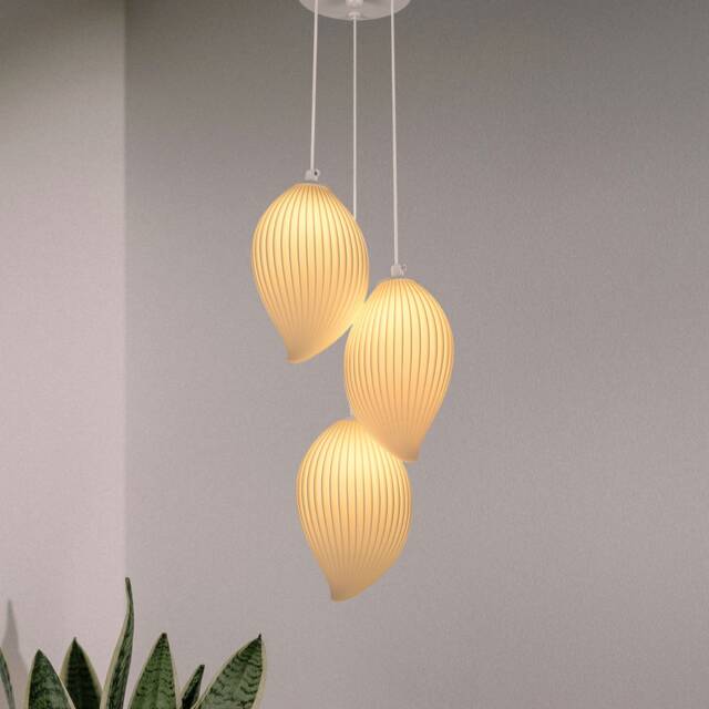 Modern Wavy Pendant Lampshade Elegant Chandelier, 3D Printed Hanging Lamp For Dining Room - image 1