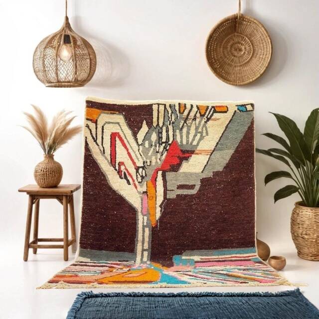 Handmade Boujad Wool Rug Authentic Moroccan Berber Carpet - image 1
