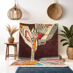 Handmade Boujad Wool Rug Authentic Moroccan Berber Carpet - thumbnail 1