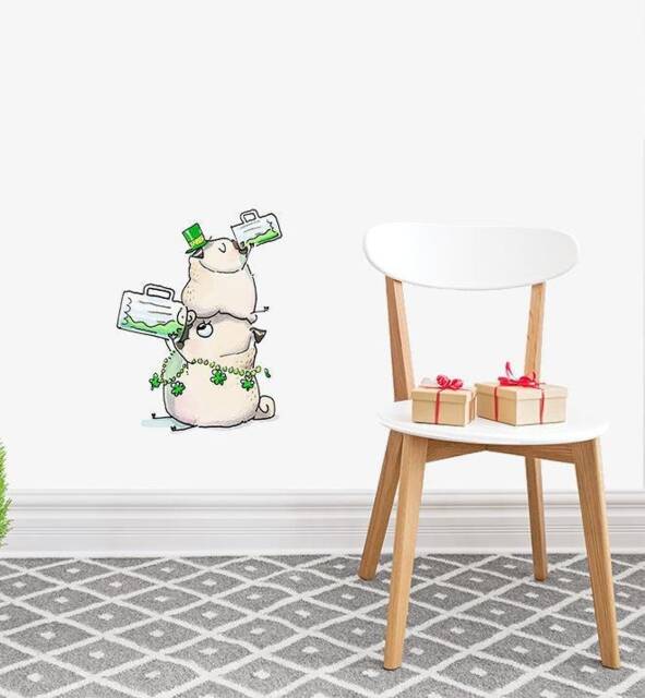 Saint Patricks Day Pugs Wall Sticker Decal - Dogs & Pets Stickers, Art, Decals, Kids Animals Decals