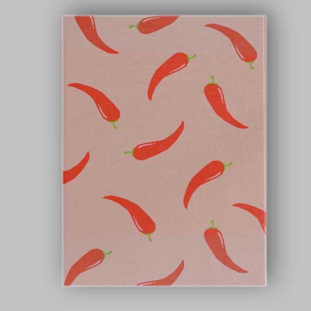 Red Chilli Pepper Minimal Repeat Pattern Canvas Wall Art Print Decor Picture Ready To Hang - image 1
