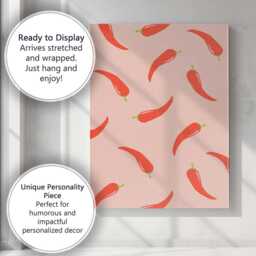 Red Chilli Pepper Minimal Repeat Pattern Canvas Wall Art Print Decor Picture Ready To Hang - thumbnail 3
