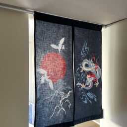 Dragon Noren Curtain, Blue Crane Doorstep , Dragon Wall Decoration, Kendo Noren, Martial Arts Doorway, Order Made Japan - thumbnail 2