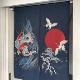 Dragon Noren Curtain, Blue Crane Doorstep , Dragon Wall Decoration, Kendo Noren, Martial Arts Doorway, Order Made Japan - thumbnail 3