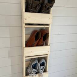 1M Vertical Shoe Organiser - Space Saving Natural Wood - Out Of Stock - thumbnail 3