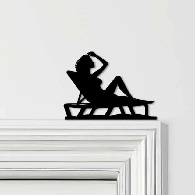Door Topper Woman Sunbathing Various Colours Top Of Decorative Sign - Novelty Wall Decor, Frame Art, Art - image 1
