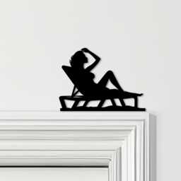 Door Topper Woman Sunbathing Various Colours Top Of Decorative Sign - Novelty Wall Decor, Frame Art, Art - thumbnail 1