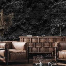 Dark Wall Mural For Living Room Black Stone Removable Wallpaper Texture Self-Adhesive Large Wallpaper Stone Art - thumbnail 3