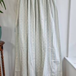 Kantha Stitch Pure Cotton Reversible Bed/Sofa/Picnic/Kids Room Throw Singlesize Handprint Dohar Floral Summer White Blue Pop Shell Stripe - thumbnail 4