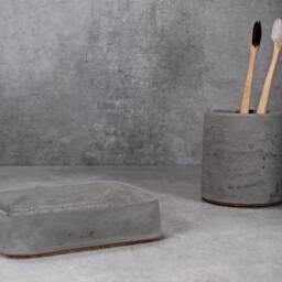 Nordic Concrete Bathroom Set, Soap Dish & Toothbrush Holder, Modern Industrial Decor - Eightpluse Studio - thumbnail 2