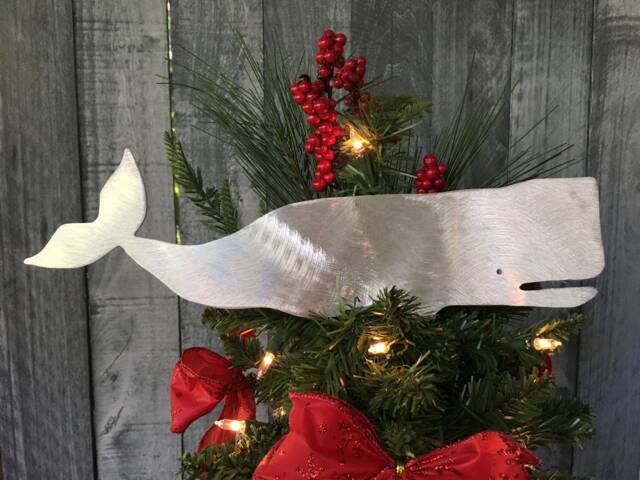 Nantucket Whale, Christmas Tree Topper, Wreath Decoration, Holiday Wall Hanging Or Yard Art, Metal, Cape Cod - image 1