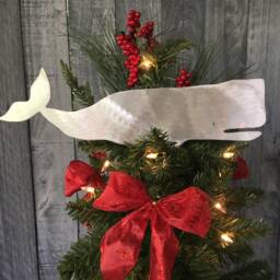 Nantucket Whale, Christmas Tree Topper, Wreath Decoration, Holiday Wall Hanging Or Yard Art, Metal, Cape Cod - thumbnail 4