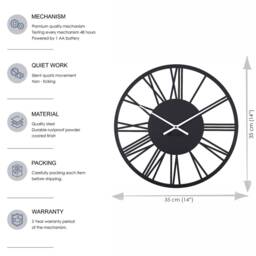 Metal Roman Numeral Wall Clock - 14 - thumbnail 4