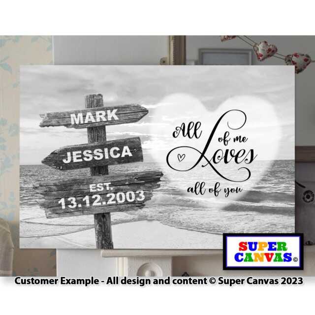 Valentines Day Couple Street Sign Post Picture Wall Art Framed Canvas Print Personalised Handmade Husband Wife Boyfriend Girlfriend Gift - image 1