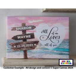 Valentines Day Couple Street Sign Post Picture Wall Art Framed Canvas Print Personalised Handmade Husband Wife Boyfriend Girlfriend Gift - thumbnail 2