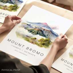 Indonesia Travel Print, Mount Bromo Poster, Java Gifts, Wall Art, Gallery Prints - thumbnail 1
