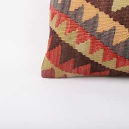 Kilim Lumbar Pillow Cover 12x24 Turkish Bohemian Cushion - thumbnail 2