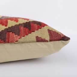 Kilim Lumbar Pillow Cover 12x24 Turkish Bohemian Cushion - thumbnail 4