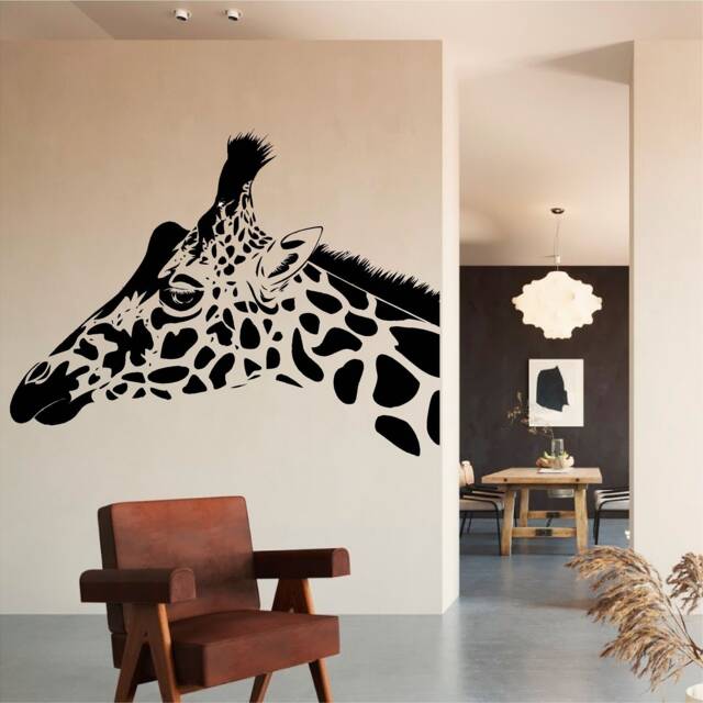 Giraffe's Head - 0568 Vinyl Wall Art, Decal, Sticker, Transfer, Mural, Removable, Decor, Rent Friendly, Interior, Exterior, Full - image 1