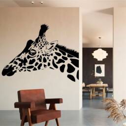 Giraffe's Head - 0568 Vinyl Wall Art, Decal, Sticker, Transfer, Mural, Removable, Decor, Rent Friendly, Interior, Exterior, Full - thumbnail 1