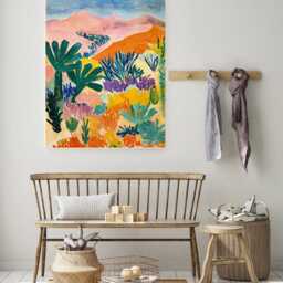 Mexican Landscape Print, Mexico Art Print Palm Tree Poster, Wall Decor , Travel Print, Holiday Pastel Print - thumbnail 2