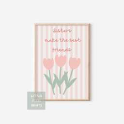 Set Of 3 Floral Personalised Sister Sibling Wall Prints For Bedroom Or Nursery - thumbnail 2
