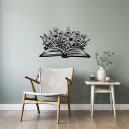 Book & Flowers Metal Wall Art, Botanical Home Decor, Unique Birthday Gift - thumbnail 4