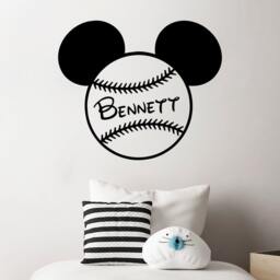 Personalized Vinyl Name - Wall Sticker Decals Boys Room Decor Bow Head Ears Sport Baseball Nursery Mickey Mouse Sm89 - thumbnail 3