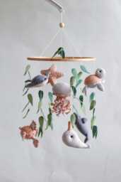 Ocean Baby Mobile. Nautical Mobile With Narwhal, Jellyfish, Turtle, Stingray Fish, Shark, Starfish & Puffer Fish - thumbnail 1