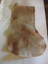 Small Rustic Burlap Country Christmas Stocking Plain Natural Jude About 4x8x11 - thumbnail 3