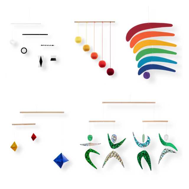 Montessori Mobile Set Of 5 - Munari, Gobbi, Dancers & Rainbow For Newborn Visual Development Nursery Decor - image 1