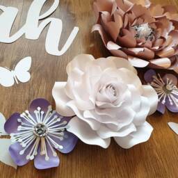 Custom Paper Flower Wall Decor With Free Name Sign - 3D Floral Nursery Art Personalised Name Sign Set - thumbnail 3