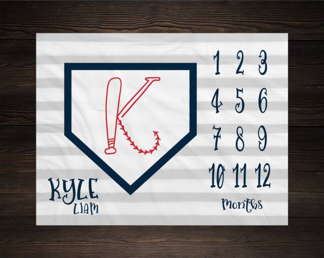 Baseball Milestone Blanket Monthly Growth Tracker Soft Fleece Sports Baby Shower Gift Newborn Watch Me Grow Boy - image 1