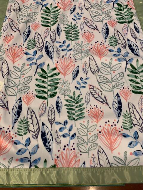 Free Embroidery 30 X 35 Pink & Sage Botanical Minky Baby Blanket - image 1