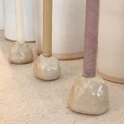 Set Of 3 Small Ceramic Candle Holders - thumbnail 2