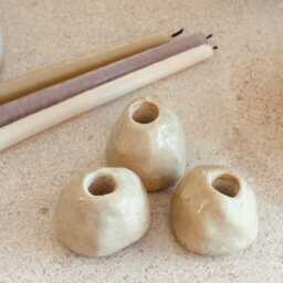 Set Of 3 Small Ceramic Candle Holders - thumbnail 3
