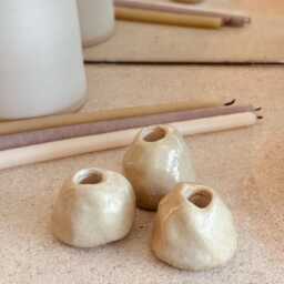 Set Of 3 Small Ceramic Candle Holders - thumbnail 1