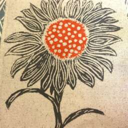 Hand Block Printed Sunflower Pillow Geometric Accent Cushion - thumbnail 4