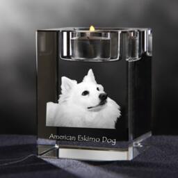 American Eskimo Dog, Crystal Candlestick With Souvenir, Decoration, Limited Edition, Collection - thumbnail 3