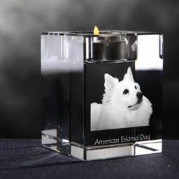 American Eskimo Dog, Crystal Candlestick With Souvenir, Decoration, Limited Edition, Collection - thumbnail 2