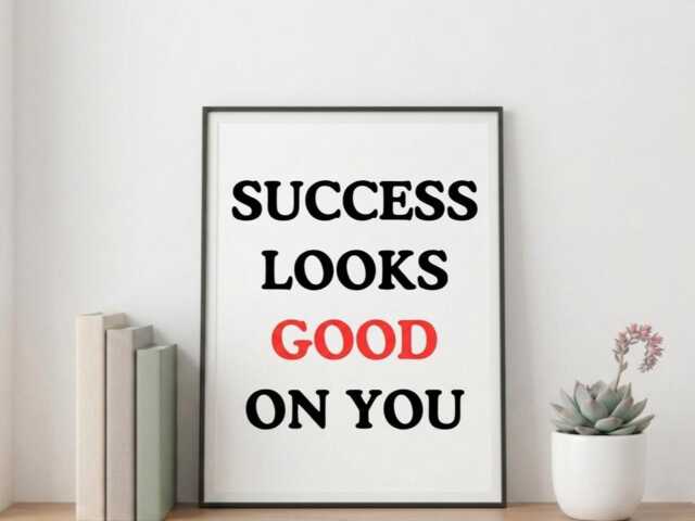 Success Looks Good On You Print - Minimalist Typography Wall Art, Office Decor - image 1