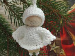 White Angel Orlament, Ornament, Crochet Natural Christmas Hanging Decor, Gift Idea