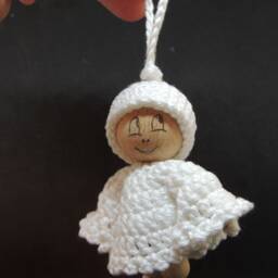 White Angel Orlament, Ornament, Crochet Natural Christmas Hanging Decor, Gift Idea - thumbnail 2