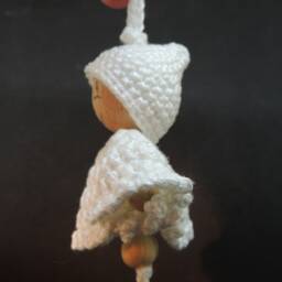 White Angel Orlament, Ornament, Crochet Natural Christmas Hanging Decor, Gift Idea - thumbnail 3