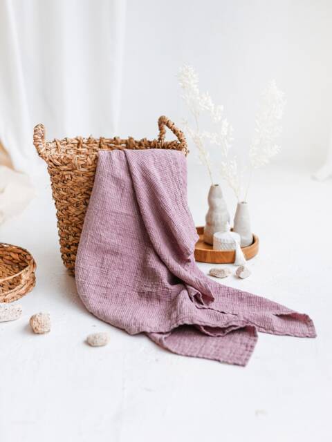 Pink Waffle Towel Natural Linen Soft Absorbent Bath Sheet Large Beach Spa Vegan Eco Friendly - image 1
