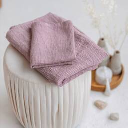 Pink Waffle Towel Natural Linen Soft Absorbent Bath Sheet Large Beach Spa Vegan Eco Friendly - thumbnail 2